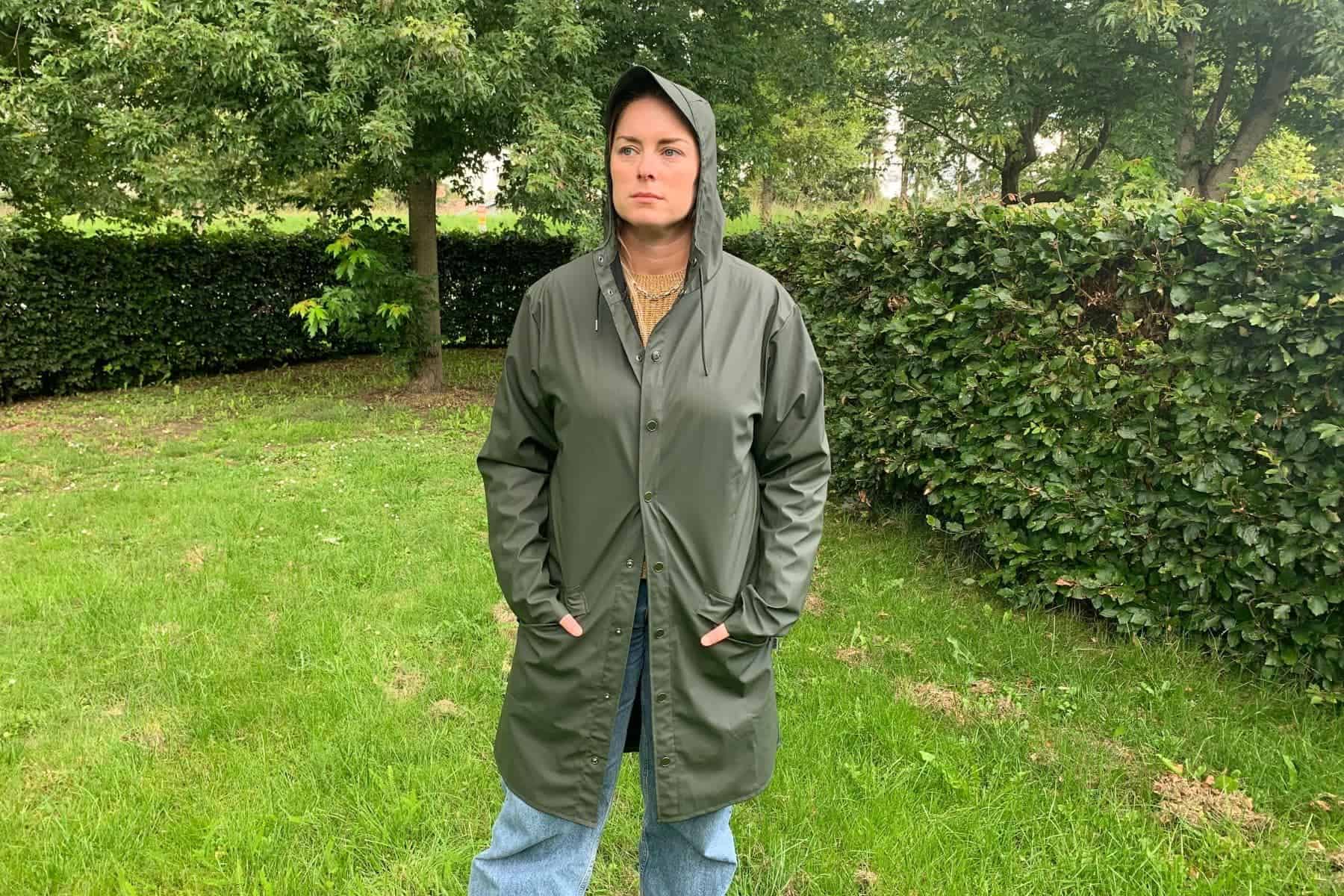 Rains Long Jacket Drawsting Hood