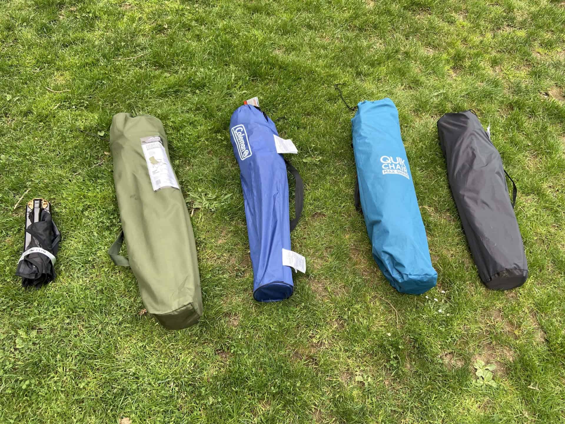 Various Camping Chairs Folded And Packed